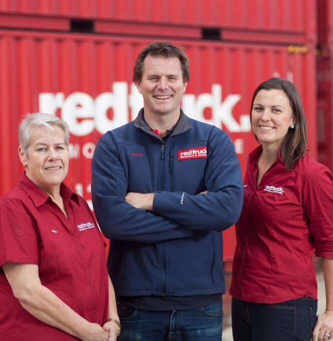 Red Truck Removals owners David Seehusen and Rosie Jones and Operations Manager Trish Thomas
